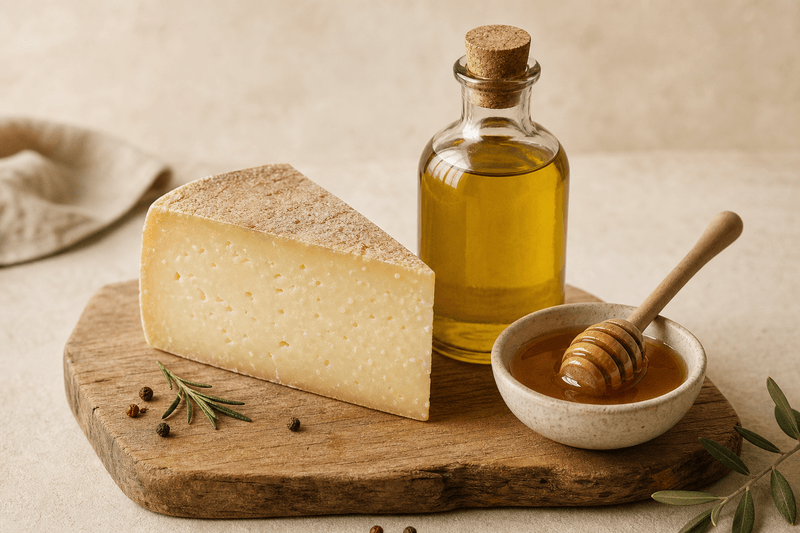 Artisan cheese, oil, and honey